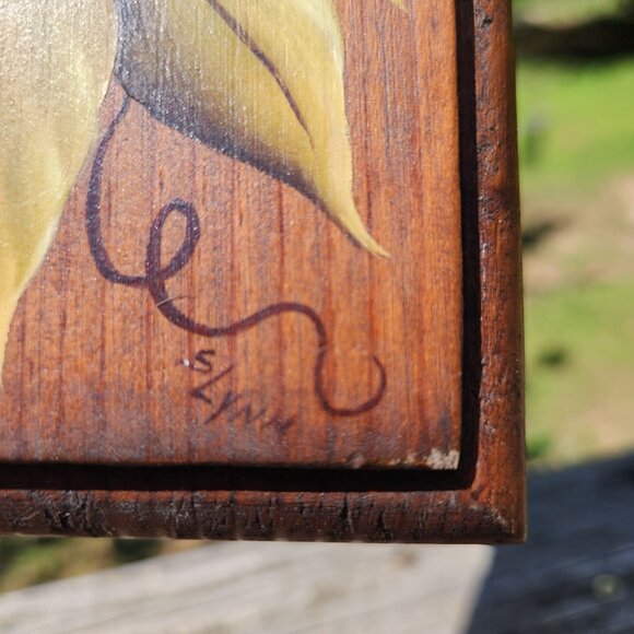 Vintage Hand Painted Floral & Candle Wood Wall Decor Set Farmhouse, Country, Rus - Picture 8 of 11